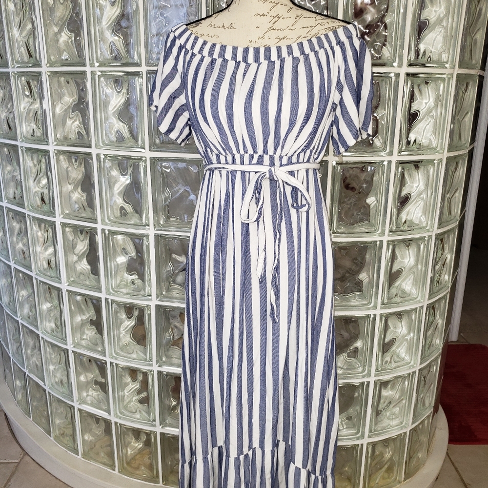 Striped Short Sleeve Woven Maternity Dress - Isabel Maternity by Ingrid & Isabel